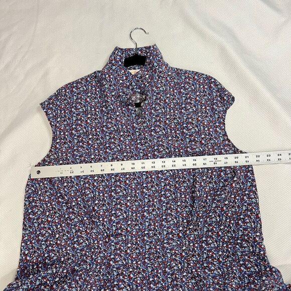 Tory Burch Blue Red Printed Mini Shirt Dress Full Button Front 14 Women - Picture 6 of 10